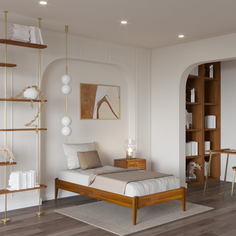 Ebern Designs Dinkee Solid Wood Platform Bed without Headboard, Mid ...